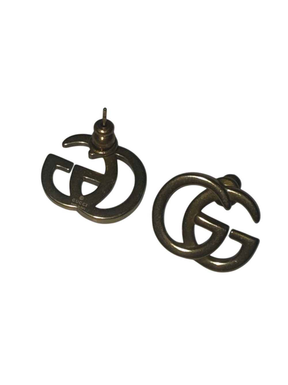 Gold Tone Interlocking Circle Earrings Statement Hoop Jewelry